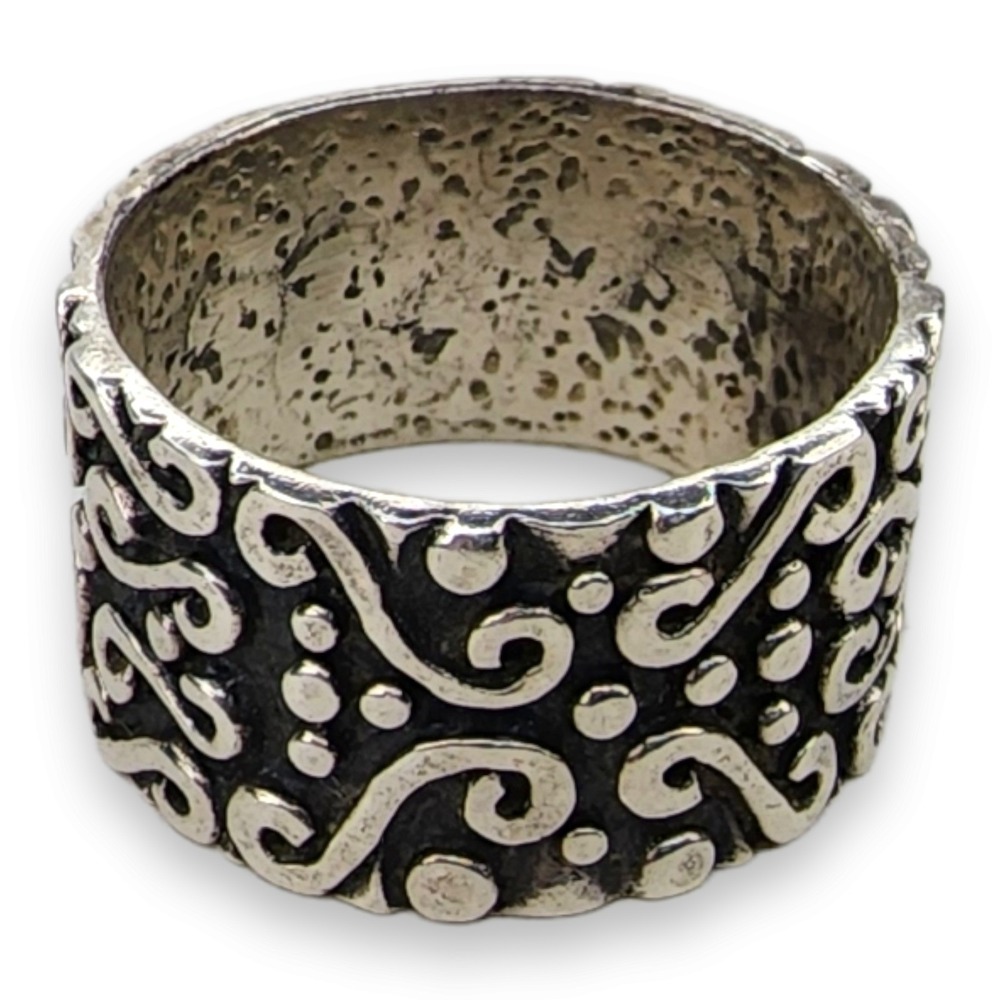 Unbranded Wide Band Ring Sterling Silver 925‎ Size 10.25 Silver Scroll Freeform